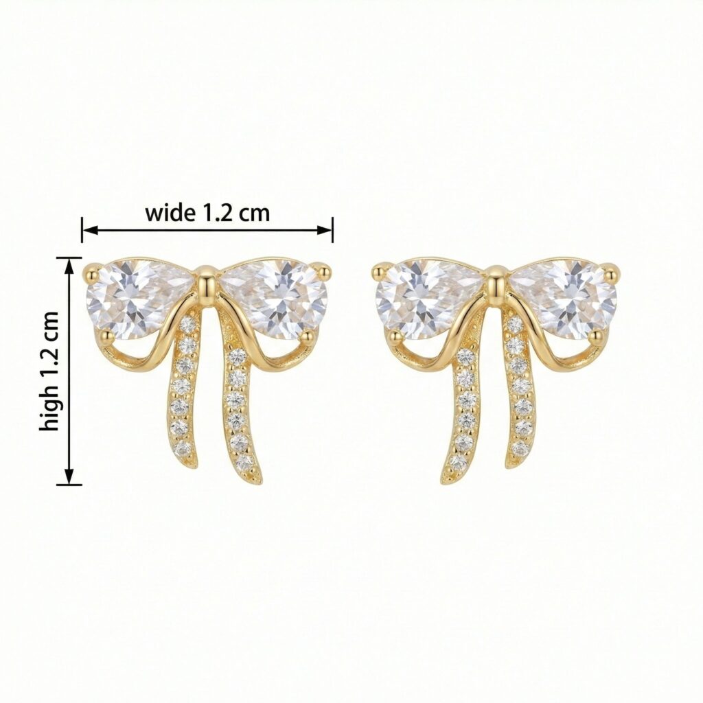 925 Sterling Silver Sparkling Pear-Cut Stone Bow Stud Earrings with Radiant Pave Accents