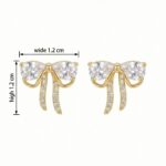 925 Sterling Silver Sparkling Pear-Cut Stone Bow Stud Earrings with Radiant Pave Accents