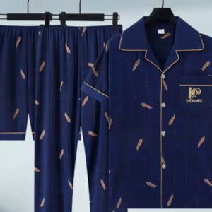 Pure Cotton Three-Piece Pajama Set For Men