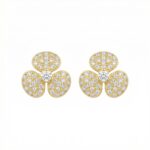 925 Sterling Silver Radiant Pavé CZ Trifoil Earrings with Center Brilliant Accents