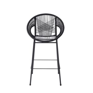 Ferrara Outdoor Patio Black Faux Wicker Barstool Set Of 2