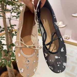French Style Hollow-out Nude Apricot Temperament Sandals For Women, New 2026 Summer Gentle Rivet Fairy Mary Jane Mesh Sandals