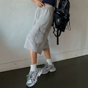 Straight-leg Figure-flattering Gray Wide-leg Capris Versatile