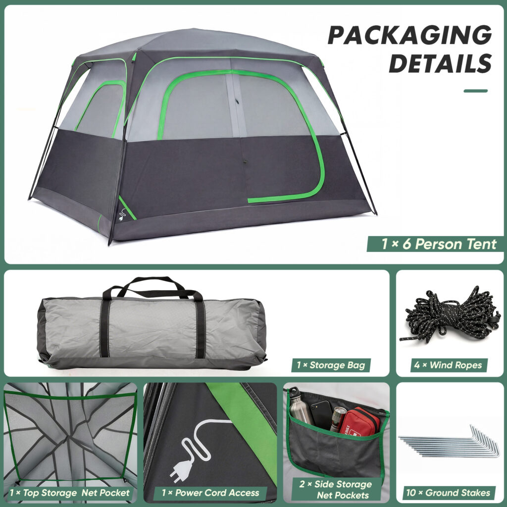 6-person Waterproof And Windproof Family Camping Tent, With Spacious Interior, Easy-to-install Double-layer Tent, Featuring Mesh Windows And Skylights