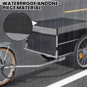Foldable Bicycle Bike Cargo Trailer With 20 Wheels Removable Cover Folding Frame Quick Release Bike Cart Bike Wagon Trailer For Luggage Tools Groceries. Black Gray