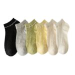 5 Pairs Of Socks For Children, Summer Thin Mesh Breathable Short Tube Boat Socks, Solid Color Socks