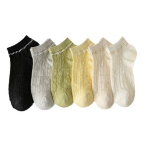 5 Pairs Of Socks For Children, Summer Thin Mesh Breathable Short Tube Boat Socks, Solid Color Socks