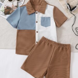Little Boy Cartoon Print Short-Sleeve T-Shirt Trendy Base-Layer Set