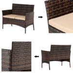 2 Pieces Of Single-person Sofa, 1 Piece Of Double-person Sofa And 1 Piece Of Coffee Table. Armrests Fully Covered. Brown Gradient Rattan. Seat Cushion Vacuum-packed. Rattan Set Of Four Pieces. N001