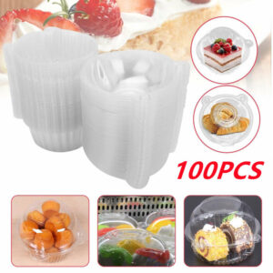NEW 1 0 0 SINGLE CUPCAKE BOXES CLEAR MUFFIN HOLDER CASES DOMES CUPS PODS CONTAINERS UK