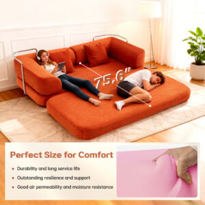 Floor Couch,Compressed Sofa,Convertible Floor Sofa Bed With Convertible Blanket Pillow,Enhanced Frame Stability,Comfy Couch Lounge Sleeper Bed,for Living Room Bedroom