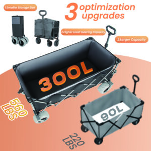 52- Inch Extended Heavy- Duty Foldable Utility Wagon 560lbs Patented Ultra- Stable Frame 1-6 Space- Saving Fold Portable And Collapsible For Beach Sports And Garden Use Black Gray