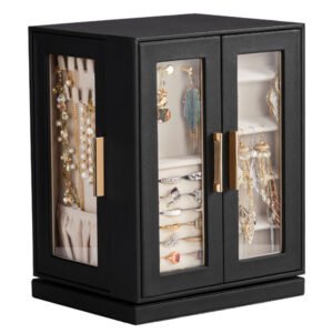 Four Sides With Storage, 5 Drawers That Can Rotate. Black Cabinet Body, Velvet Fabric. Necklace Box.