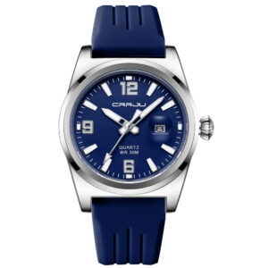 Unisex Round Calendar Waterproof Rubber-Strap Watch