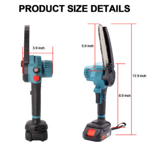 2 Batteries 4000W Mini Chainsaw Cordless 6 Electric One-Hand Saw Wood Cutter