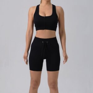 Running Training Padded Bra Quick-Drying Ribbed Womens Yoga Outfit Set