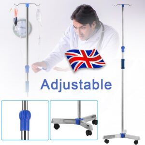Adjustable IV Pole Stainless Steel IV Drip Stand With Wheels For Home Clinic Z