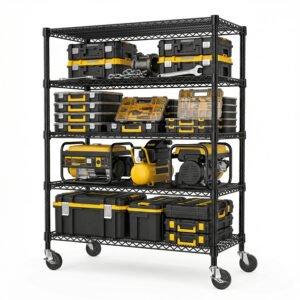 Garage Shelving 5 Tier Industrial Metal Shelving Units For Commercial, Basement, Pantry, Warehouse, School, Black Heavy Duty Easy Assembly 23.6 D X 53.2 W X 73.6 H