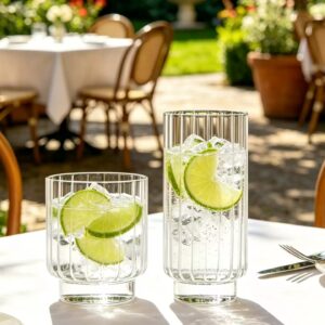 Bar Bartending Striped Long Drink Cocktail Juice Glass