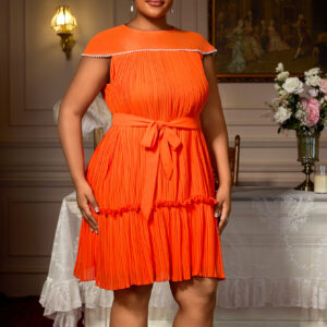 Flesh Mcovering Ruffled Trim Lace Up Dress