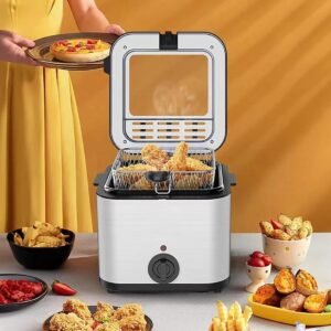 2. 5Ltr Compact 1 0 0W Electric Stainless Steel Deep Fat Fryer Non-stick Chip Pan
