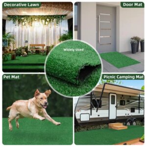 5ft X 10ft Artificial Grass Turf With Drainage Holes, 0.6' Thick Low Pile Fake Lawn Mat With Rubber Backing - Budget-Friendly Indoor Outdoor Pet Grass For Patio, Balcony, Yard, And Garden Decor