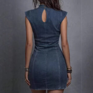 Slim-fit Hip-hugging New Faux Denim Dress