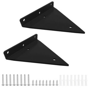 2Pcs Floating Shelf Brackets 5 Inch Invisible Triangle Iron Wall Mounted Shelf Black