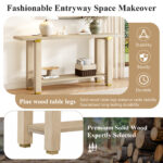 U-Style 62.9 Modern Minimalist Console Table Solid Wood Entryway Sofa Table With Metal Accents Built- In Shelf For Living Room Hallway 3 Colors Black Gray Natural