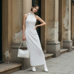 Satin Elegant Slit Straight Skirt Women