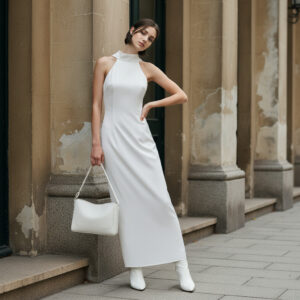 Satin Elegant Slit Straight Skirt Women