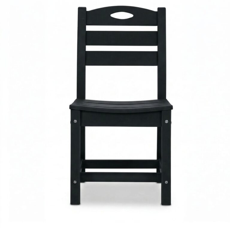 Set Of 2 HDPE Armless Outdoor Dining Chairs, All-Weather Patio Side Chairs ForDeck Porch BK