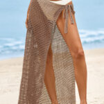 Fisoew Womens Crochet Swimsuit Coverups Hollow Out Bikini Wraps Swimwear Bathing Suit Cover Up Beach Maxi Skirt