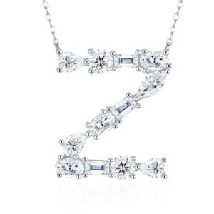 26 Letters -Z Set With Top Moissanite Luxury Fashion Light Luxury Trend Jewelry Silver Necklace Pendant, Using S925 Silver Plated Platinum Material.