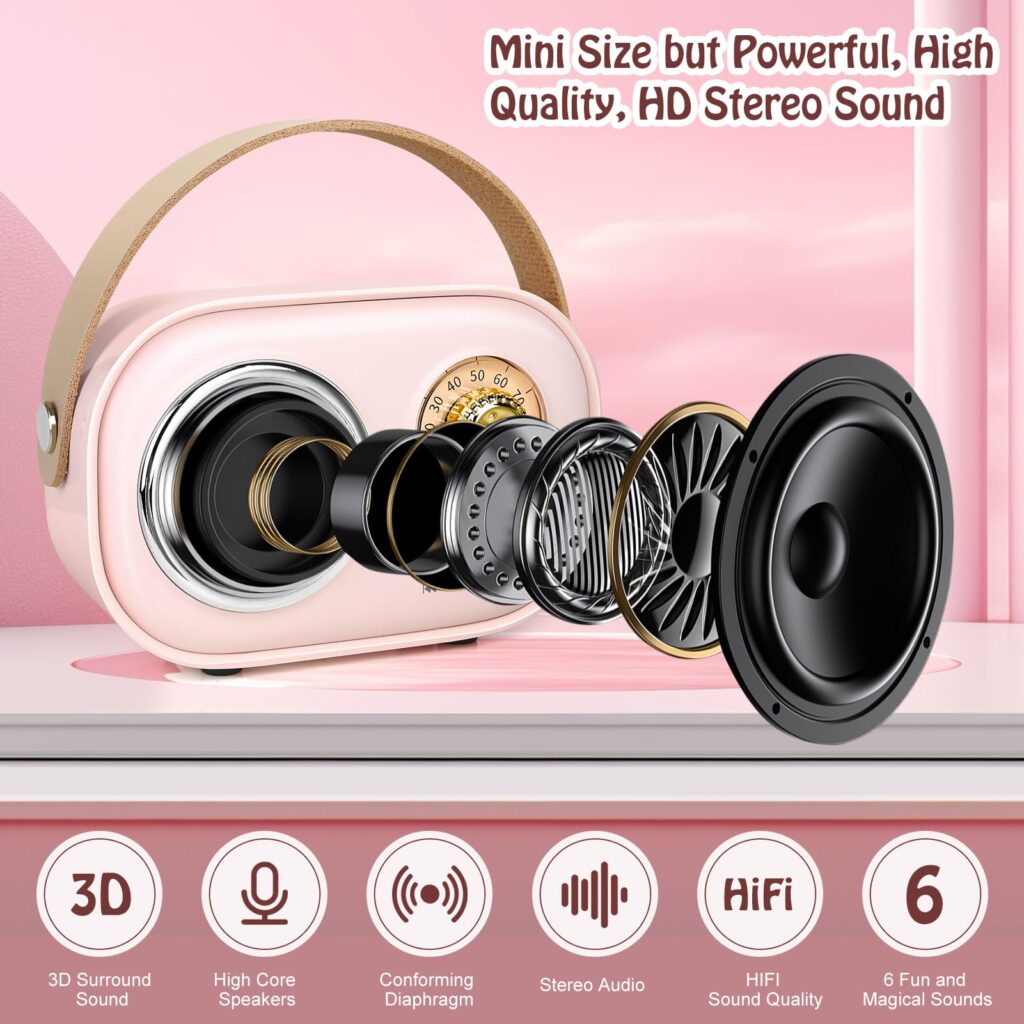 Etpark Kids Karaoke Machine Portable Bluetooth Speaker 2 Wireless Mics 6 Effects