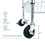 Heavy Duty Rolling Utility Cart,3 Tier Rolling Carts With Wheels,with Handle Bar & Shelf Liners,36inchx18inchx32inchStorage Cart For Kitchen,Restaurant,Plant Display,Chrome