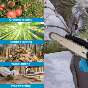 2 Batteries 4000W Mini Chainsaw Cordless 6 Electric One-Hand Saw Wood Cutter