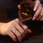 Hand-drawn And Engraved Blue Zircon Gold-plated Men's And Women's Matching Rings