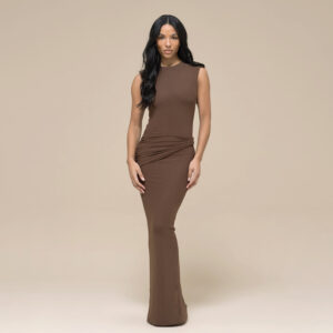 Sleeveless Figure-hugging Sheath-style Round-neck Slimming Dress