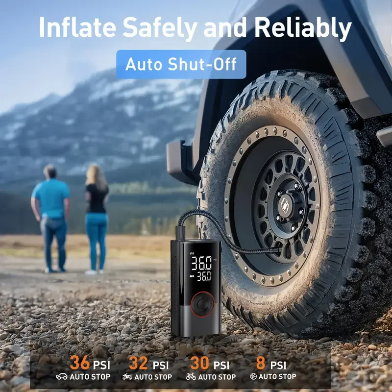 Support Pan European:LCD Electric Battery Air Pump Car Bicycle Tire Air Compressor 150PSI - Image 4