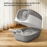 Modern Enclosed Cat Litter Box With Built-In Scoop Storage, Lightweight, Fits Indoor Home Decor