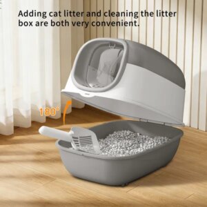 Modern Enclosed Cat Litter Box With Built-In Scoop Storage, Lightweight, Fits Indoor Home Decor