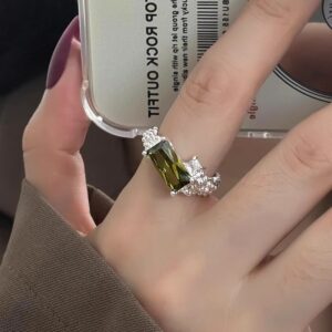 Summer Zircon Couple Rings, Natural Color Gems, Cold Style Light Luxury Adjustable Finger Ring