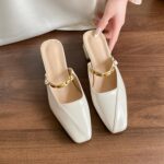 Square Toed MULler Shoes With Toe Caps, Cool Slippers, Women's Thick Heels, High Heels, Half Drag Single Shoes