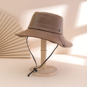 Solid-color Glossy PU Leather Windproof Wide-brimmed Sunshade, Sweet And Cool Street Style Fisherman's Hat, Daily Commuting, Outings, Shopping