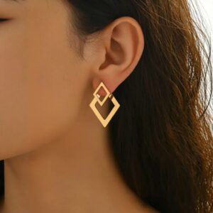 European And American Style Simple Diamond-Shaped Earrings For Women