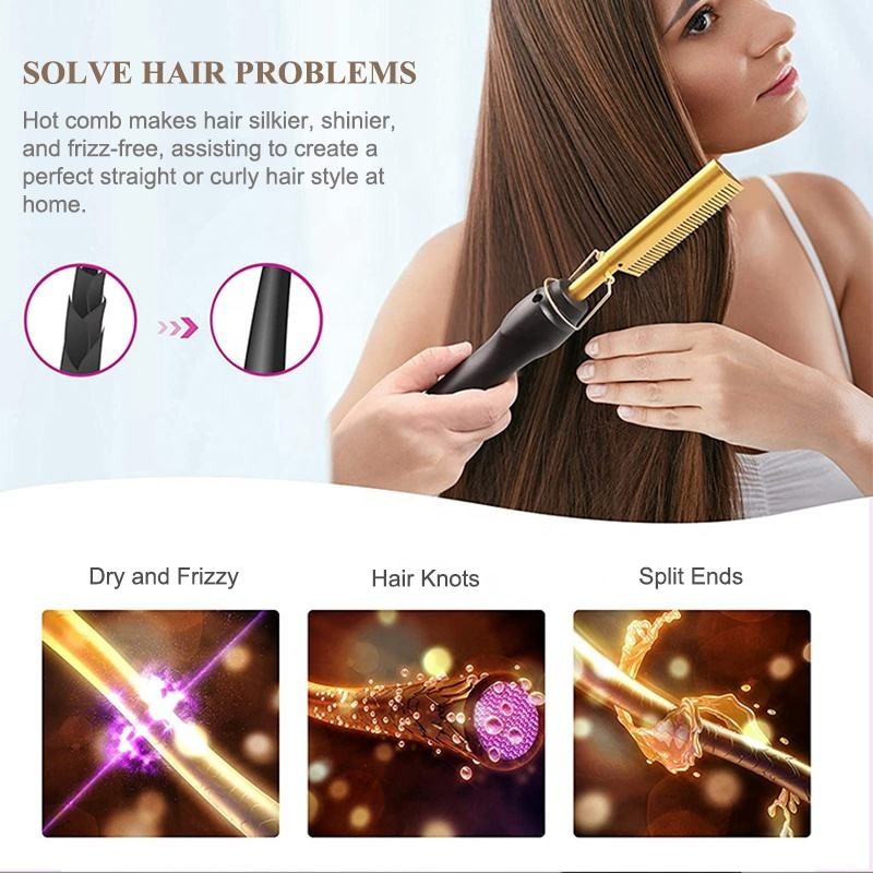 Press Comb Hot Comb Professional Hair Hot Comb Straightener Electric Hot Comb - Image 4