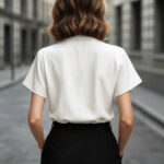 Loose-fit White Womens Shirt With A Designer Touch Short Sleeves