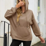 Fisoew Women's Hoodies Oversized Sweatshirts Casual Long Sleeve Side Slit Pullover Tops Fall Winter Outfits With Pocket
