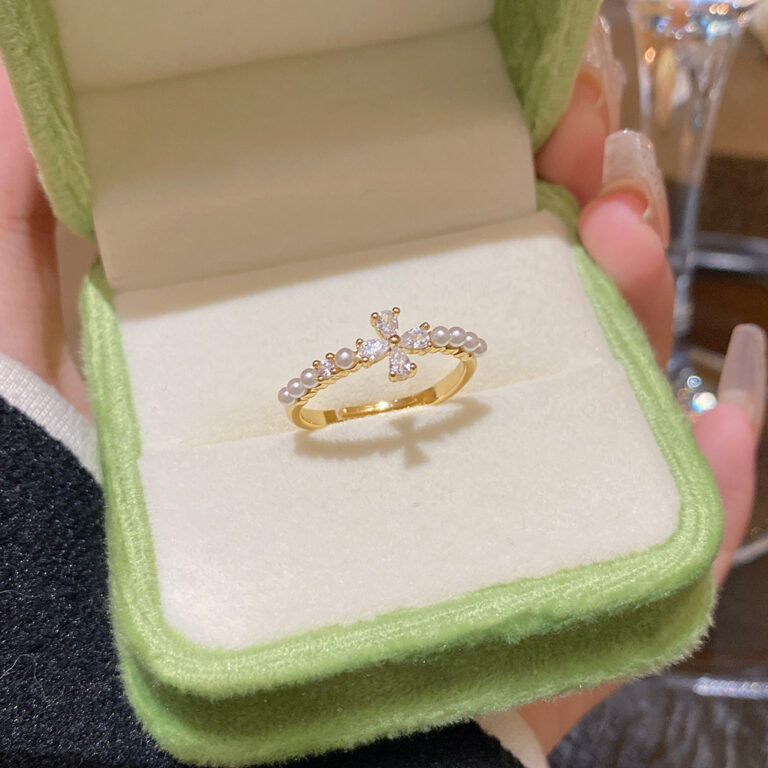 Electroplated Zircon Ring For Women, Niche Design, Adjustable Open Finger Ring
